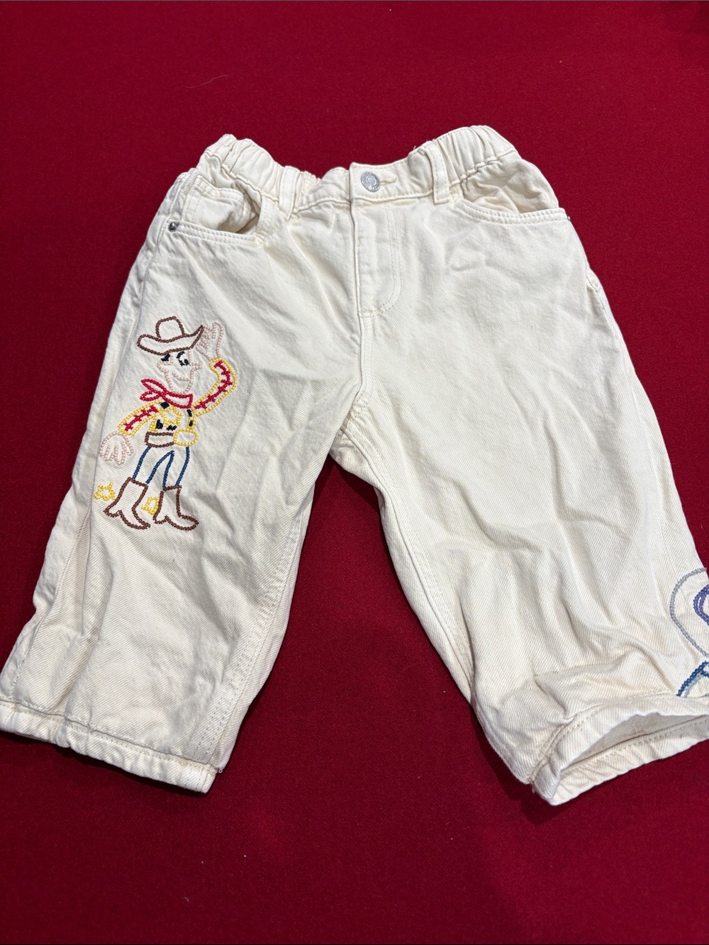 Zara Kids Cream Toy Story  Embroidered Cotton Pants
Size 3 years